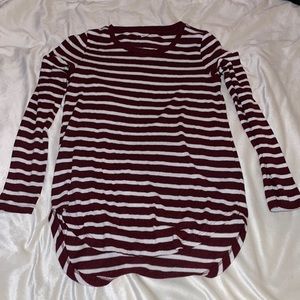 Old Navy burgundy and white striped long sleeve